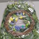 24 Inch Spring Wreath for Front Door, Artificial Hydrangea, Anemone & Wild Daisy Flowers with Berry Accents, Spring and Summer Door Wreath for Indoor Outdoor Decor
