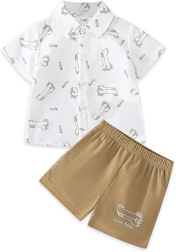 Kilrygh Toddler Baby Boy' 2-Piece Clothes Shorts Set, Boy Baby Clothes Shirt Short Sleeve Shorts Summer Outfit, 6-7 Years