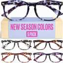 CCVOO +3.25 Clear Vision Reading Glasses for Women 5-Pack Blue Light Filtering Readers with Spring Hinges
