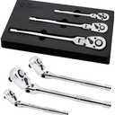 Der Erwachte 3-Piece Flex-Head Ratchet Set, 1/4", 3/8", 1/2" Drive Ratchet, 72-Tooth with Quick-Release Reversible Design, Chrome Alloy Made, Fully Polished,with EVA Foam