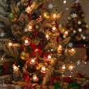 2 x 2 Pack Battery Operated Fairy String Lights for Christmas Tree Decorations, 7FT 20LED Santa String Lights for Indoor Christmas Tree Garland DecorWarm White