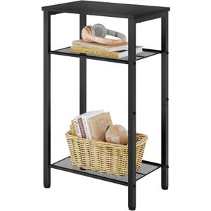 Hoctieon 3 Tier End Table, Telephone Table, Tall Side Table with Storage, Small Nightstand for Small Spaces, Metal Frame, For Living Room, Bedroom, Sofa Couch, Hall, Easy Assembly, Black (1 Pack)