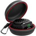 HALLEAST Travel Case for Apple Watch Charger, Portable Carrying EVA Charging Dock Holder for 42mm 44mm 45mm 46mm iWatch Series 11/SE3/10/9/8/SE2/7/SE/6/5/4/3/2/1, with Night Stand Mode, Black