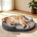 JOEJOY XL Orthopedic Dog Beds Large Sized Dog, Extra Large Washable Waterproof Oval Large Dog Bed with Removable Cover, Egg-Crate Foam Pet Bed with Bolster & Non-Skid Bottom, Dark Grey, 42''x31''