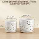 EFISPSS Ceramic Orchid Pots 5+6 Inch White with Drainage Holes & Tray, Breathable Airflow, Indoor & Outdoor