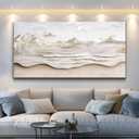 VXMXFTE Abstract Sea View With White Mountain Landscape Painting Wall Art For Living Room Natural Scenery Canvas Artwork Suitable Wall Decoration For Bedroom Dining Room Offices Home Decor 20x40 In