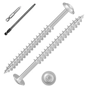 Wensilon (White) Pocket Hole Screws # 8 * 2-1/2" 70pcs 1lbs Square Hole Wood Screws and Round Head Square Hole self Tapping Screws are Suitable for Wooden use.150MM,60MM Drive bit Included.