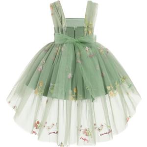Toddler Baby Flower Girls Sequins Bowknot High Low Tutu Dress Petal Lace Princess Pageant Wedding Birthday Party Formal Gown (12-18 Months, Green Embroidery)