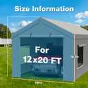 Carport Canopy Replacement Zipper Door Fits 12x20 FT Carport, Waterproof & UV Protected, Easy Assembly with Ball Bungees, Grey (Door Panel Only, 1 Pack)