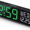 Peakeep Large Display Digital Alarm Clock for Bedrooms, Date Day of Week Desk Table Clocks for Living Room Office, Dimmable Plug in Electric Clock, 5 Volumes, Loud, Auto DST