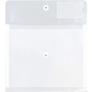 JAM PAPER Plastic Envelopes with Button & String Tie Closure & 2 Dividers - Letter Booklet - 12 3/4 x 10 1/2 - Clear - 24/Pack