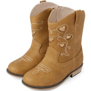 Motasha Toddler Cowgirl Boots Girls Cowboy Boot Ankle Toddler Girls Boot Kids Boots Horse Riding Shoes Birthday Party (Brown, 5)