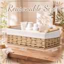 Newtay Beige 2 Pcs 14" x 8" x 5" Wicker Toilet Basket Tray with Handles
Handwoven Slim Decorative Basket for Countertop Shelf, and for Rustic Home Decor, Living Room, Nursery Organization, Neutral