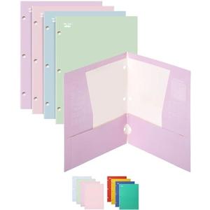 Mr. Pen- Pocket Folders, 5 Pocket, 5 Pack, Pastel Colors, Folders with Pockets 3 Hole Punched, Folder, Binder Folder