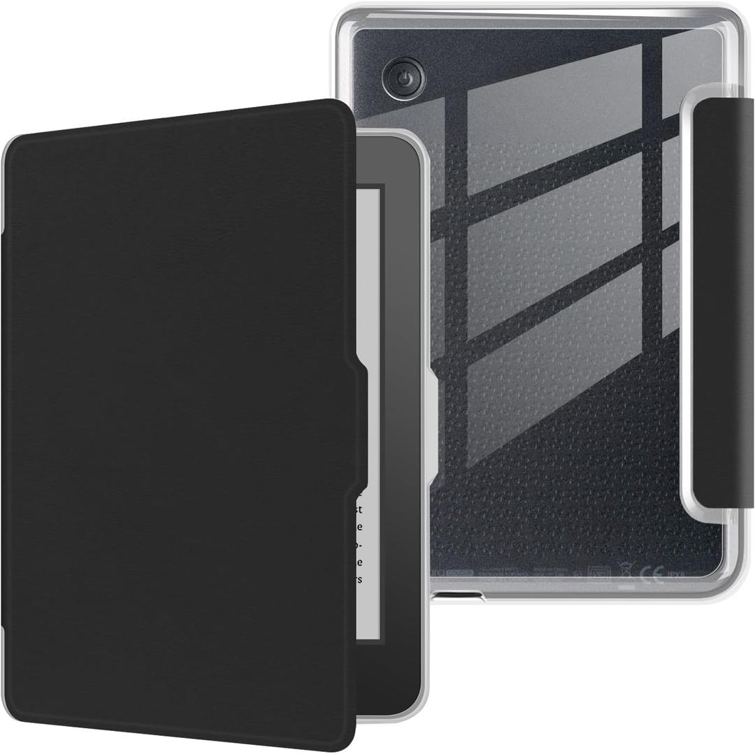 Case for 6" Kobo Clara Colour 2024 Released, Ultra Clear Soft Flexible Transparent TPU Back Cover with Auto Sleep/Wake for Kobo Clara Colour, Black