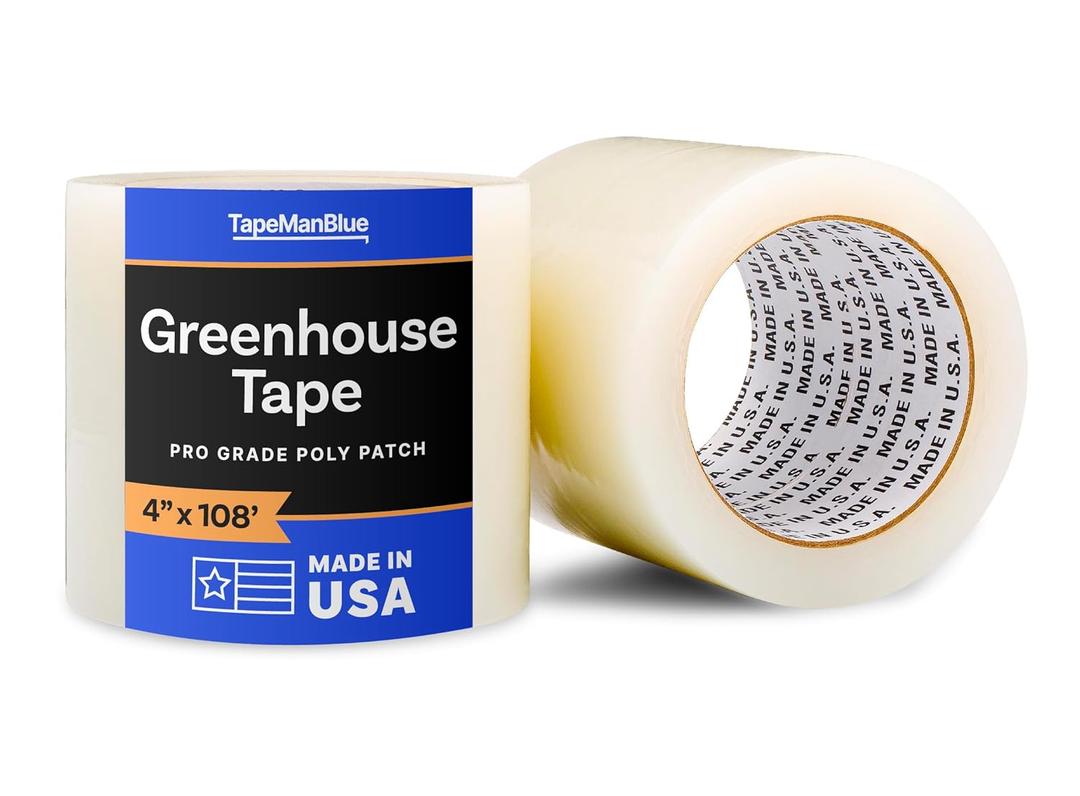 4" x 108' Roll of Greenhouse Repair Tape, Made in USA, Heavy Duty Clear Poly Patch Tape for Repairing Greenhouses and Plastic Sheeting, UV Resistant Polyethylene Film for Seaming & Splicing