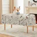 Horaldaily Spring Tablecloth Tablecloth 6084 Inch Oval, Birds Branch Beige Floral Washable Seasonal Table Cover for Party Picnic Dinner Decor