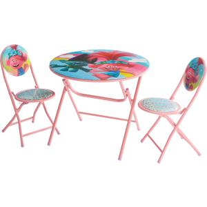 DreamWorks Trolls 3 Piece Foldable Round Table and Chair Set, Ages 3+