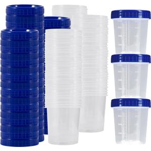 100 Pcs Specimen Cups with Lids 4oz Disposable Urine Cups with Sealing Cover Specimen Container with Leak Proof Screw on Sample Collection Kit for Safe Urine Pee Sample Analysis Testing