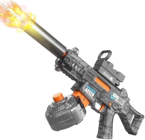 Bamiwe Electric Water Gun for Kids & Adults - Automatic Squirt Gun with up to 32FT Range, Built-in LED Lights & 350mL Leakproof Tank, Rechargeable Summer Pool Beach Outdoor Water Toys for Ages 3+