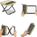 2-in-1 Collapsible Camping Stool & Sling Bag / 220LB Load Capacity Folding Portable Fishing Stool/Collapsible Stool for Camping, Hiking, Fishing, Gardening & Beach Outdoor Activities (Medium, Khaki)