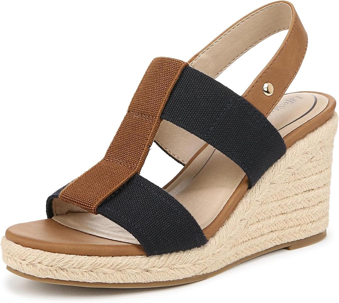 LifeStride Womens Tallulah Espadrille Wedge Sandal Navy/Tan 6 M