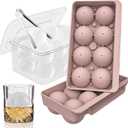 WIBIMEN Large Ice Cube Molds, Big Round Whiskey Ice Cube Trays for Freezer, Easy to Fill & Release, Whiskey Bourbon Cocktail(2.5In*8 Balls- Pink/2 Pack)