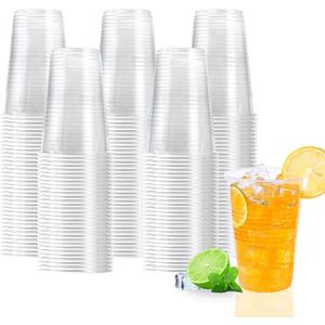9 oz Clear Plastic Cups, 500 Count Bulk Disposable Tumbler with Heat Resistance, PP Clear Plastic Cups for Party, Cold Coffee, Soda, Juice (9oz 500count)