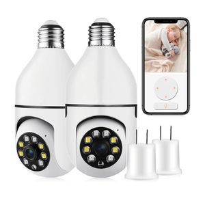 Security Camera Indoor Wireless WiFi Outdoor Home E27 360 Degree Panoramic Home Security Cameras IP Camera Motion Detection and Alarm Two-Way Audio 2pack