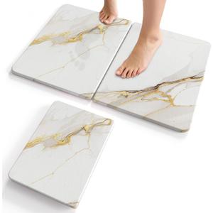 Foldable Stone Bath Mat - 24"x16" Fast-Drying Diatomaceous Earth Stone Shower Mat for Bathroom & Kitchen - Absorbent Non-Slip Diatomite Floor Mat - Eco-Friendly, Easy-Store Minimalist Home Decor
