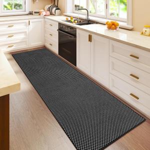 YDKGL 2x6 ft Kitchen Runner Rug Mat Non Slip Boho Woven Hallway Runner Washable, Soft Long Entryway Laundry Hall Floor Runners Rugs Carpet for Indoor Backdoor Bedroom Kitchen Living Room, Black