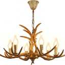 Gdrasuya10 6 Lights Antler Chandelier Light, Vintage Antler Chandelier,Rustic Farmhouse Chandelier Light Deer Horn Pendent Light Fixture for Living Room Dining Room Bedroom Christmas,Without Bulb