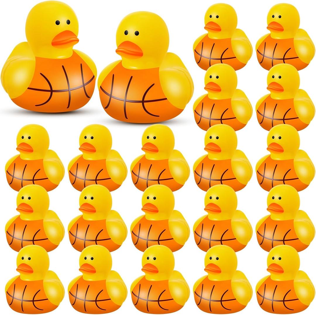 Deekin Rubber Ducks 2 Inch Bulk Sport Party Favors for Team Events Decorations Birthday Party Supplies Club Player Gift(50 Pcs,Basketball)