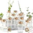 16 Glass Bud Vases 5 H, Mason Jars Transparent Centerpiece Vases with Hemp Rope for Weddings Parties Farmhouse Decor