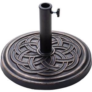BACKYARD EXPRESSIONS PATIO HOME GARDEN  Heavy Duty Round Base Stand for Outdoor Patio Market Table Umbrella, Bronze, 17.5"