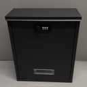 Locking Mailbox Wall Mount Combination Lock Drop Box Large Capacity with Galvanized Steel Cover and Rust-Proof Metal Post Box, 12.6 x 10.24 x 4.21 InchBlack Matt