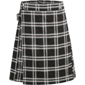 GRAJTCIN Scottish Tartan Kilt for Men Traditional Highland Utility Kilts (Black, XL)