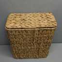 Coeusy 3 Gallon Wicker Trash Can,Small Bathroom Trash Can with Lid,Natural Water Hyacinth Wicker Waste Basket for Bedroom,Toilet,Narrow Garbage Can with Removable Liner