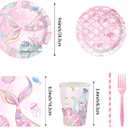 175PCS Mermaid Party Decorations, Mermaid Theme Party Supplies Plates and Napkins Set, Tableware,Banner, Hanging Swirls, Tablecloth, Balloon,Cake Cupcake Topper,Honeycomb Centerpiece Baby Shower