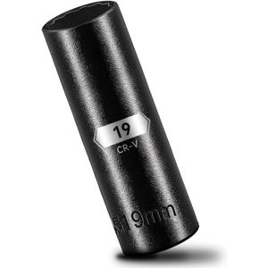 BLACKROBOT 19 mm 12-Point Deep Impact Socket, 1/2 Inch Drive, Metric, Cr-V Steel With Black Manganese Phosphate Coating