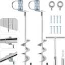 Swing Set Anchors 20" Heavy Duty Ground Anchors Screw in with L-Brackets & Drill Adapter, Fully Welded Spiral Earth Anchor for Storage Sheds, Trampoline, Fence, Carports