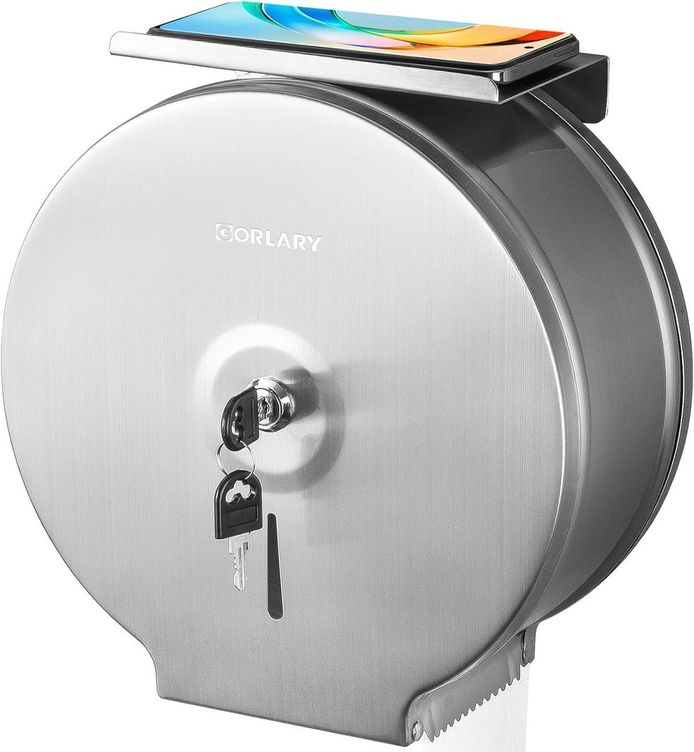 Gorlary Commercial Jumbo Toilet Paper Dispenser with Lock, Silver
