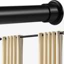 Tension Curtain Rod 64-120 Inches, Heavy Duty Tension Rod for Windows, No Drilling Adjustable Curtain Rod for Patio, Renter Friendly Pressure Curtain Rods for Room Divider, Outdoor, Black