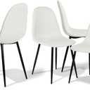 Homy Casa Mid-Century Modern Upholstered Dining Chairs Set, Kitchen Chairs with Metal Legs for Dining Room, Fabric Suede Seat Side Chair for Living Room (Beige, Set of 2)