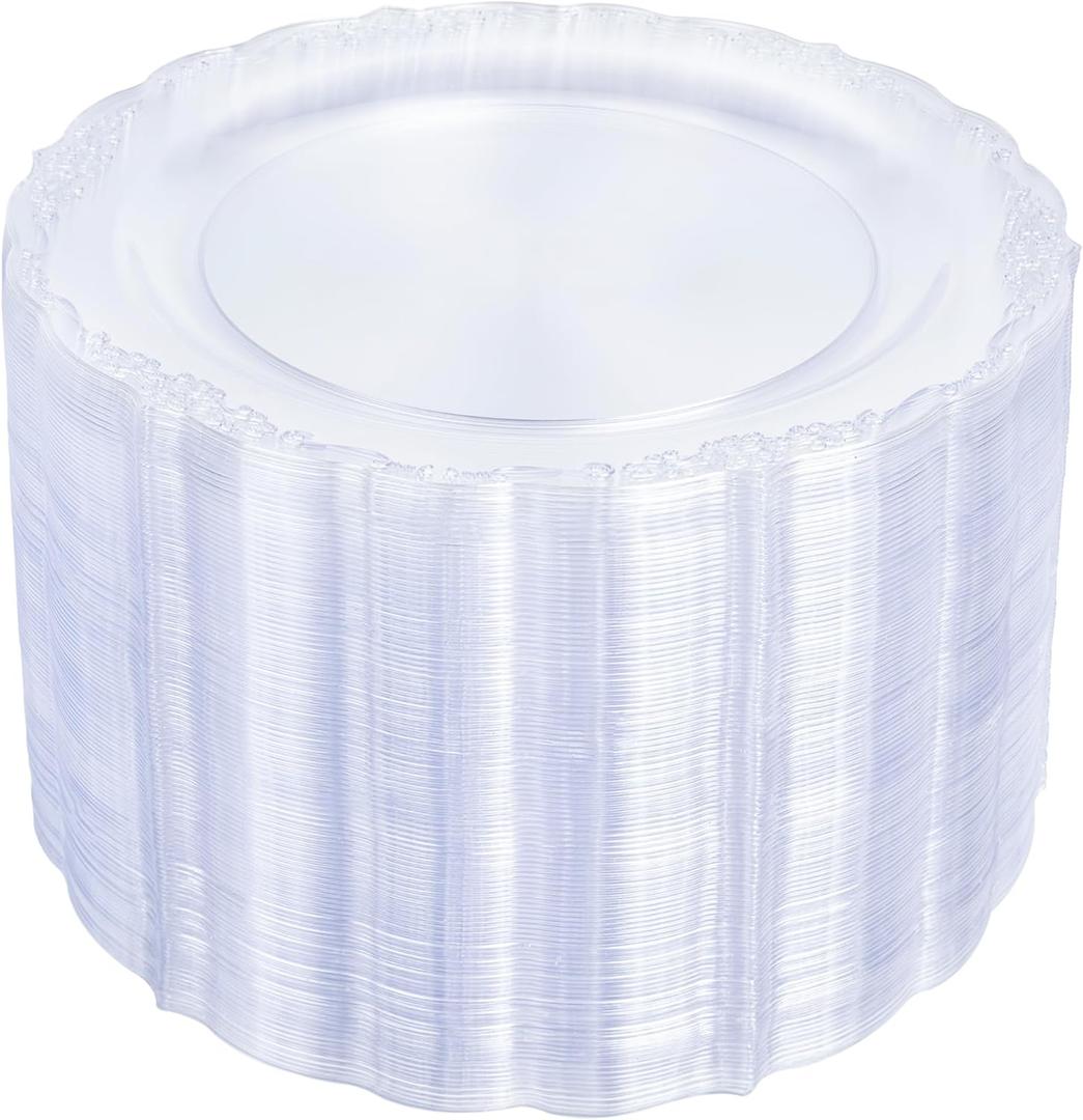 100 Pieces Clear Plastic Plates - 7.5 inch Clear Dinner Disposable Plates - Premium Hard Disposable Dinner Plate - Party Supplies for Birthdays, Celebrations, Wedding and Events