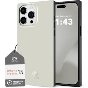 Cocomii - Rectangle Case Compatible with iPhone 15 Pro Max - Compatible with MagSafe, Solid Color, Fashionable Hues, Glossy, Magnetic Phone Case for iPhone 15 Pro Max 6.7 inch, Antique White