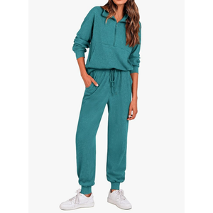 PRETTYGARDEN Women's Fall 2 Piece Lounge Sets Zip Up Sweatshirt Jogger Pants Sweat Track Suits Travel Outfit Winter Clothing, Small