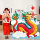 Geelin 47" Chinese New Year Dragon Cardboard Cutout Stand up 2026 Lunar New Year Party Decoration Life Size Photo Booth Props for Chinese Spring Festival Decorations