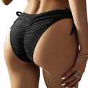SherryDC Women’s Sexy Bikini Bottoms Tie Side Swimsuit Bottom Cheeky High Cut Ruched Butt Bathing Suit Bottom M