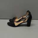 FW FRAN WILLOR Women Open Toe Low Chunky Short Black PU Heels Ankle Strap Block Heel Sandals Party Dress Wedding Pump Shoes, Size 8